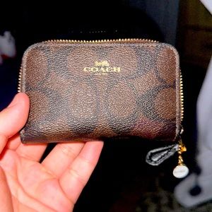 Coach dark brown mini wallet for cash and cards